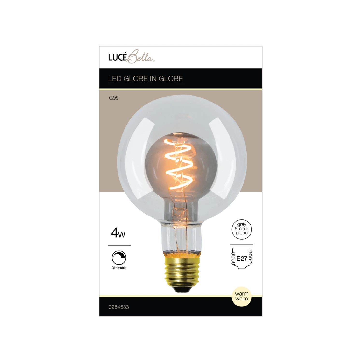 Discount π Australia Only - Luce Bella G95 Globe In Globe E27 LED Warm White Grey & Clear 4W Globe Other β 4 Discount π Australia Only - Luce Bella G95 Globe In Globe E27 LED Warm White Grey & Clear 4W Globe Other β - Image 2