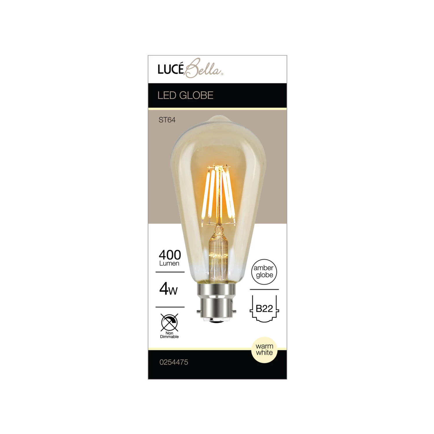 Cheapest ๐ Australia Sale - Luce Bella ST64 B22 LED 400 Lumen Amber, Warm White 4W Globe ๐ 4 Cheapest ๐ Australia Sale - Luce Bella ST64 B22 LED 400 Lumen Amber, Warm White 4W Globe ๐ - Image 2